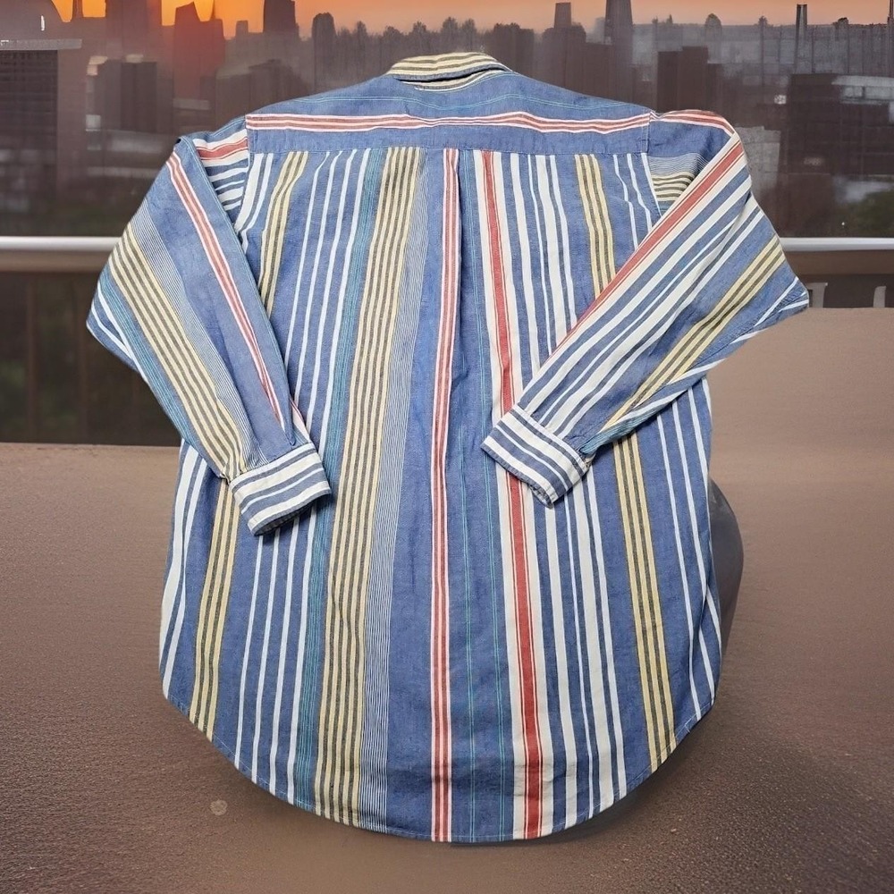 Vintage Brooks Brothers Men's Sport Shirt, Sz M Blue Red Yellow White Striped - Picture 2 of 6